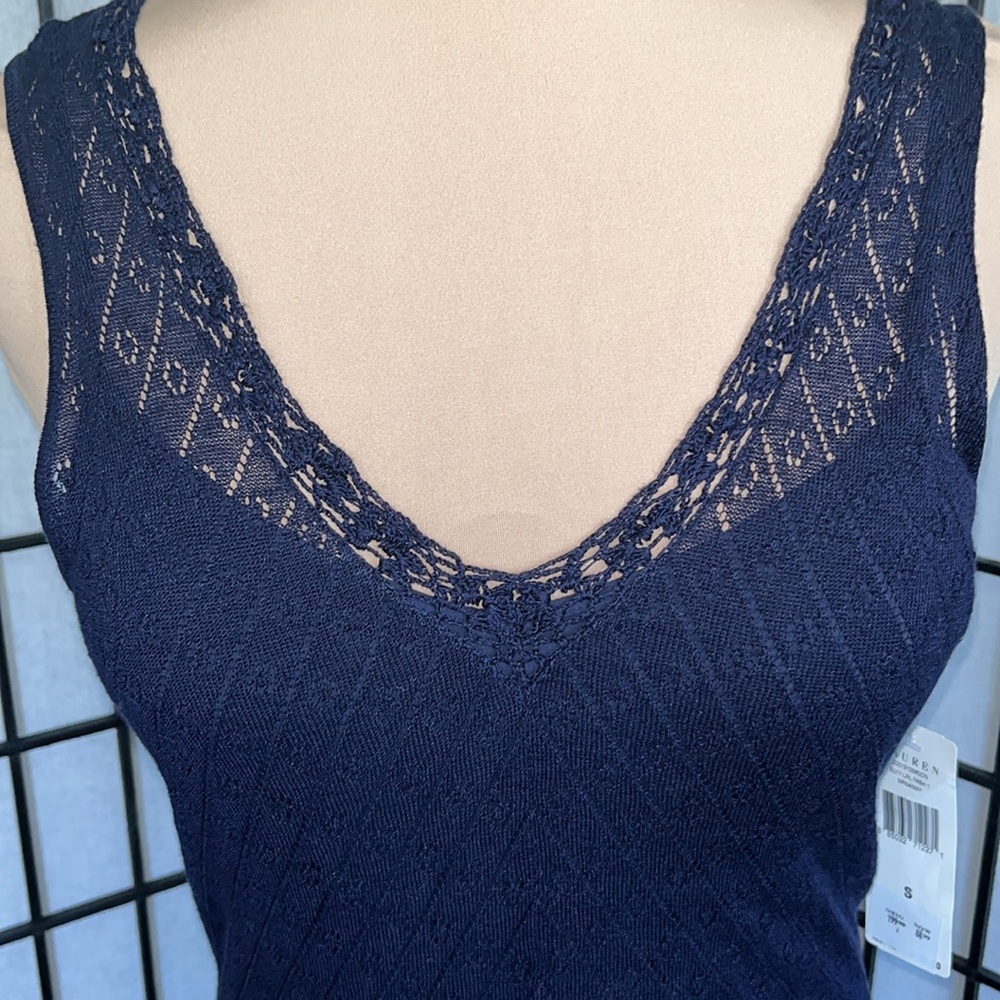 Lauren Navy Lightweight Sweater Dress with Navy Slip S